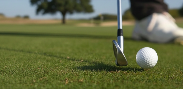Close up of a golf club and ball representing Jack Nicklaus' game plan and preparation in golf