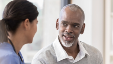 Patient speaking to doctor
