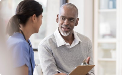 Patient speaking to doctor