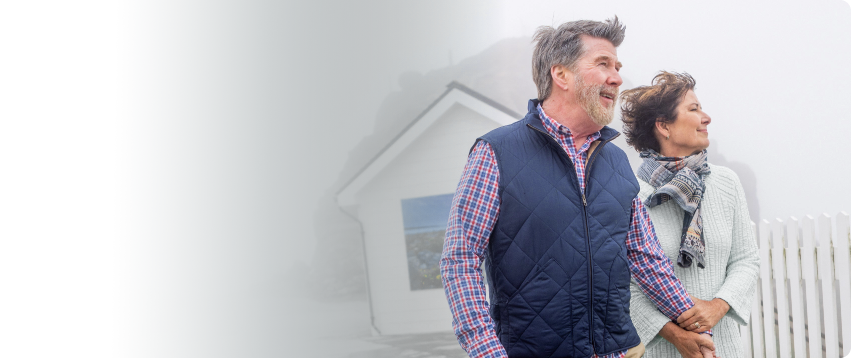 Actor portrayal of an older couple outdoors