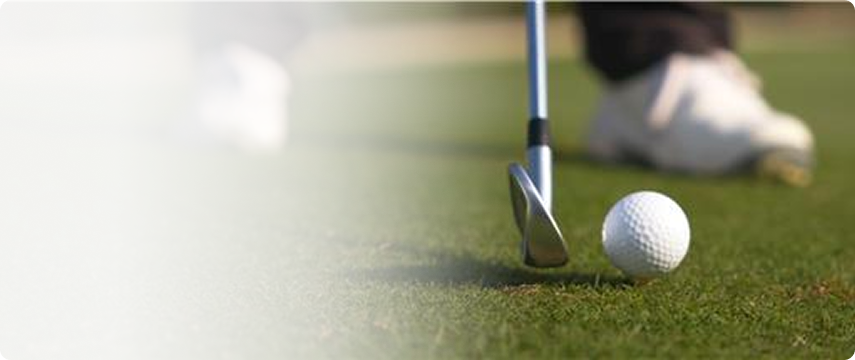 Close up of a golf club and ball representing Jack Nicklaus' game plan and preparation in golf