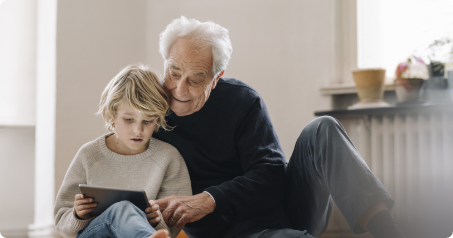 Patient reading with grandson