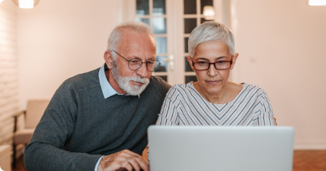 Patient on computer with wife
